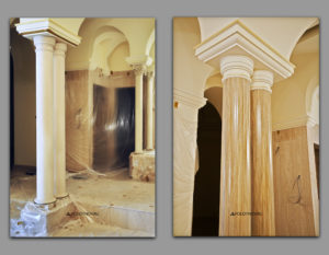 Painting_of_gypsum_columns_under_the_stone_travertine_as_on_the_wall
