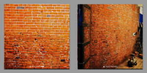 Artificial aging of brick walls